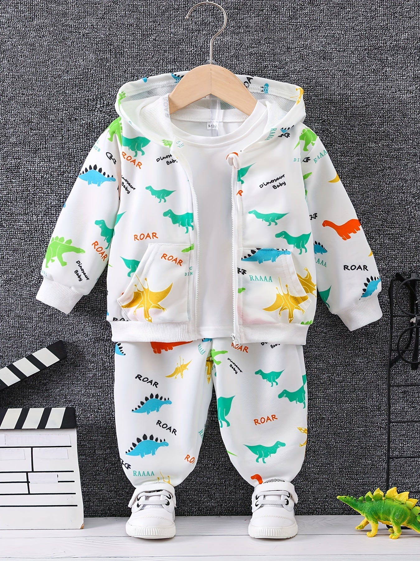 Baby Boys Dinosaur Print Hoodie & Pants Set