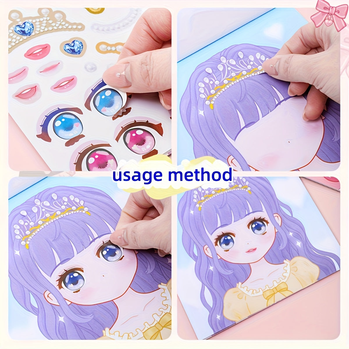 DIY Face Sticker Book with Doll Dress Up Playset