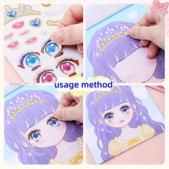 DIY Face Sticker Book with Doll Dress Up Playset