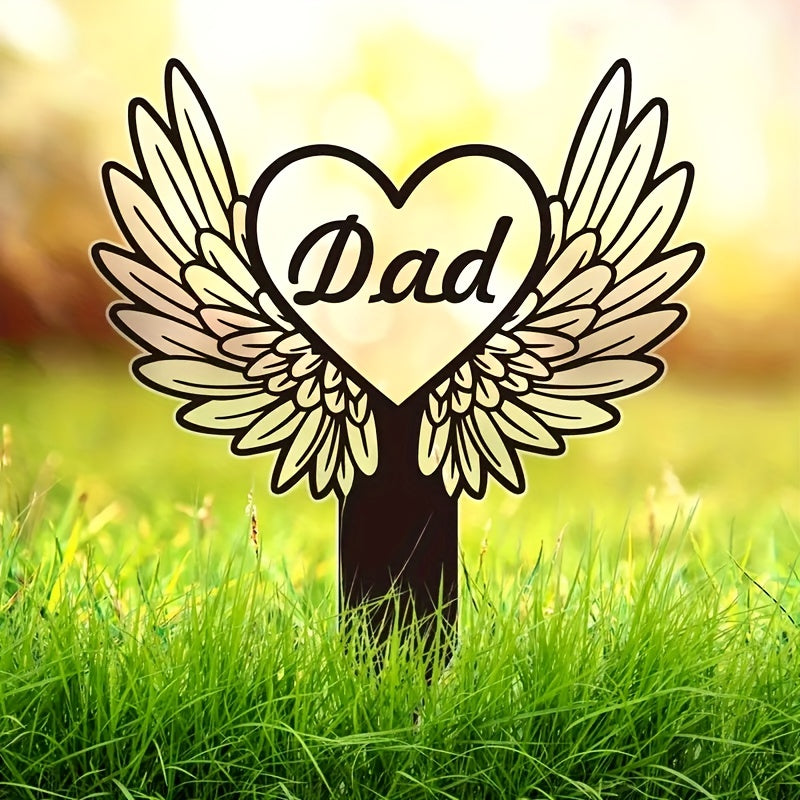 Metal Heart With Wings Memorial Garden Stake Sympathy Sign Tombstone Memorial