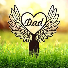 Metal Heart With Wings Memorial Garden Stake Sympathy Sign Tombstone Memorial