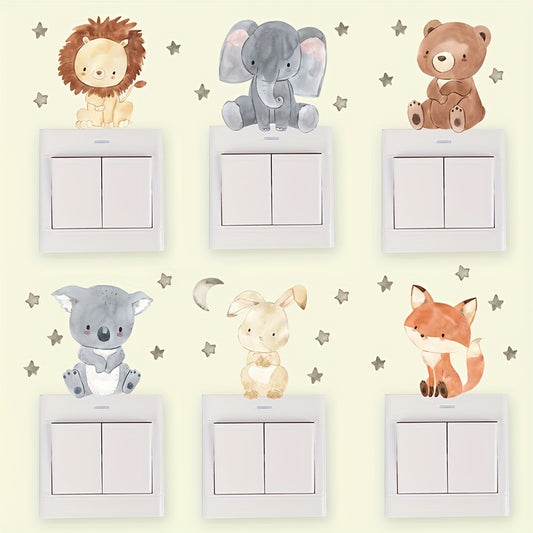 6pcs Animal Switch Stickers Kids Room Decoration