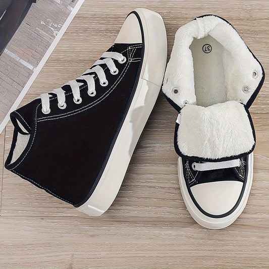 Girls' High Top Plush Lined Skate Shoes Warm Non Slip Sneakers