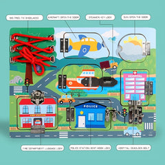 Wooden Busy Lock Board Puzzle Cognitive Development Toy