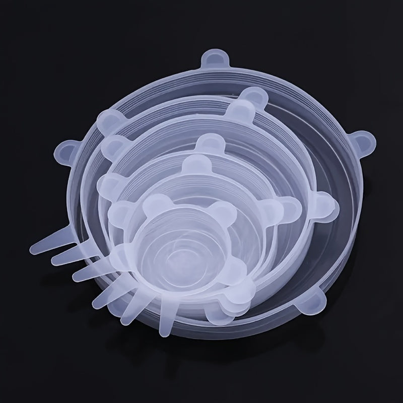 6pcs Reusable Silicone Stretch Lids Airtight Food Covers for Freshness
