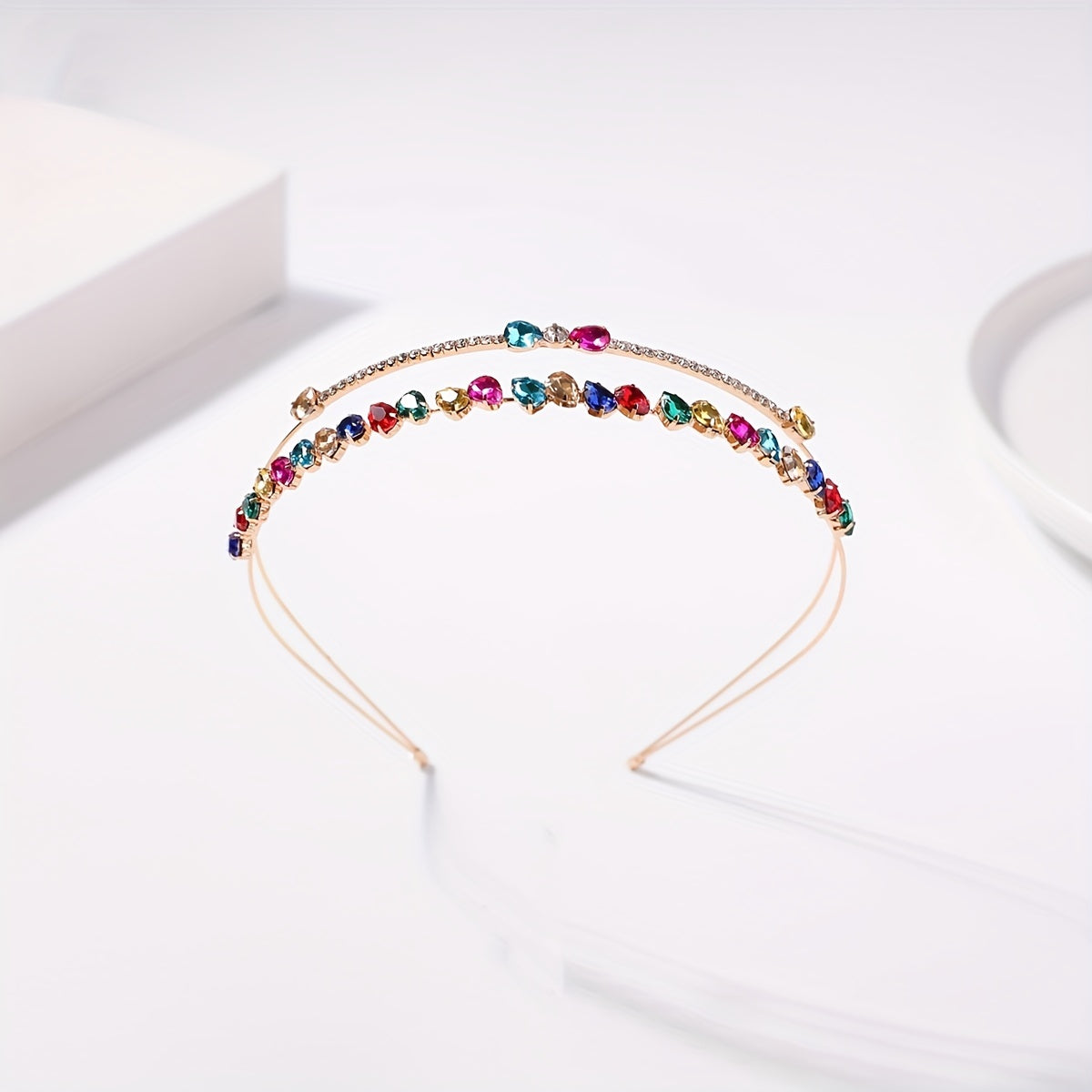 Colorful Rhinestone Hair Band Double Layered Headband Crystal Head Hoop