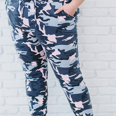  Camo Drawstring High Waist Sweatpants - Women's Plus