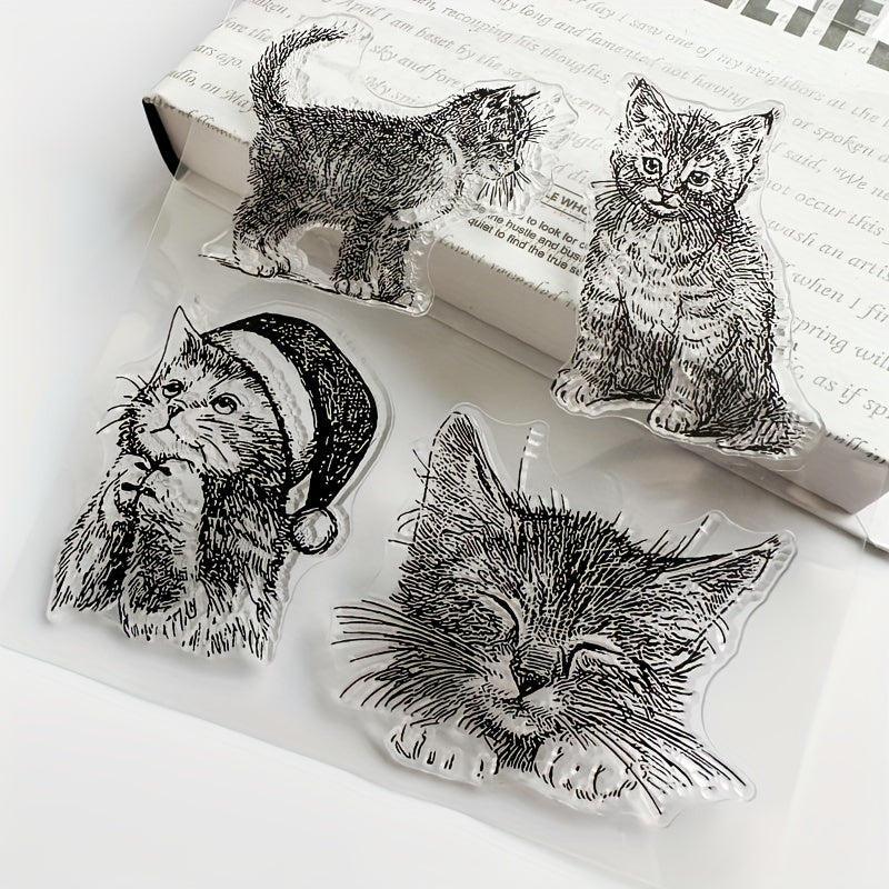 Cartoon Cat Transparent Journal Stamp for DIY Scrapbooking