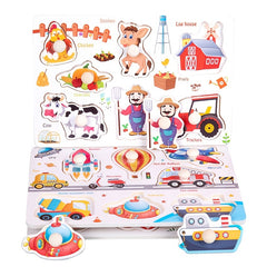 Kids Educational Wooden Puzzles Montessori Animal Fruit Shape Jigsaw