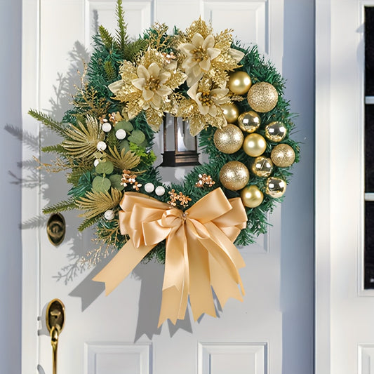 Golden Christmas Ball Pine Needle Garland Window Door Hanging Decoration