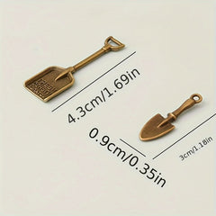 Mini Metal Shovel and Iron Spade Set for Dollhouse Gardening Tools