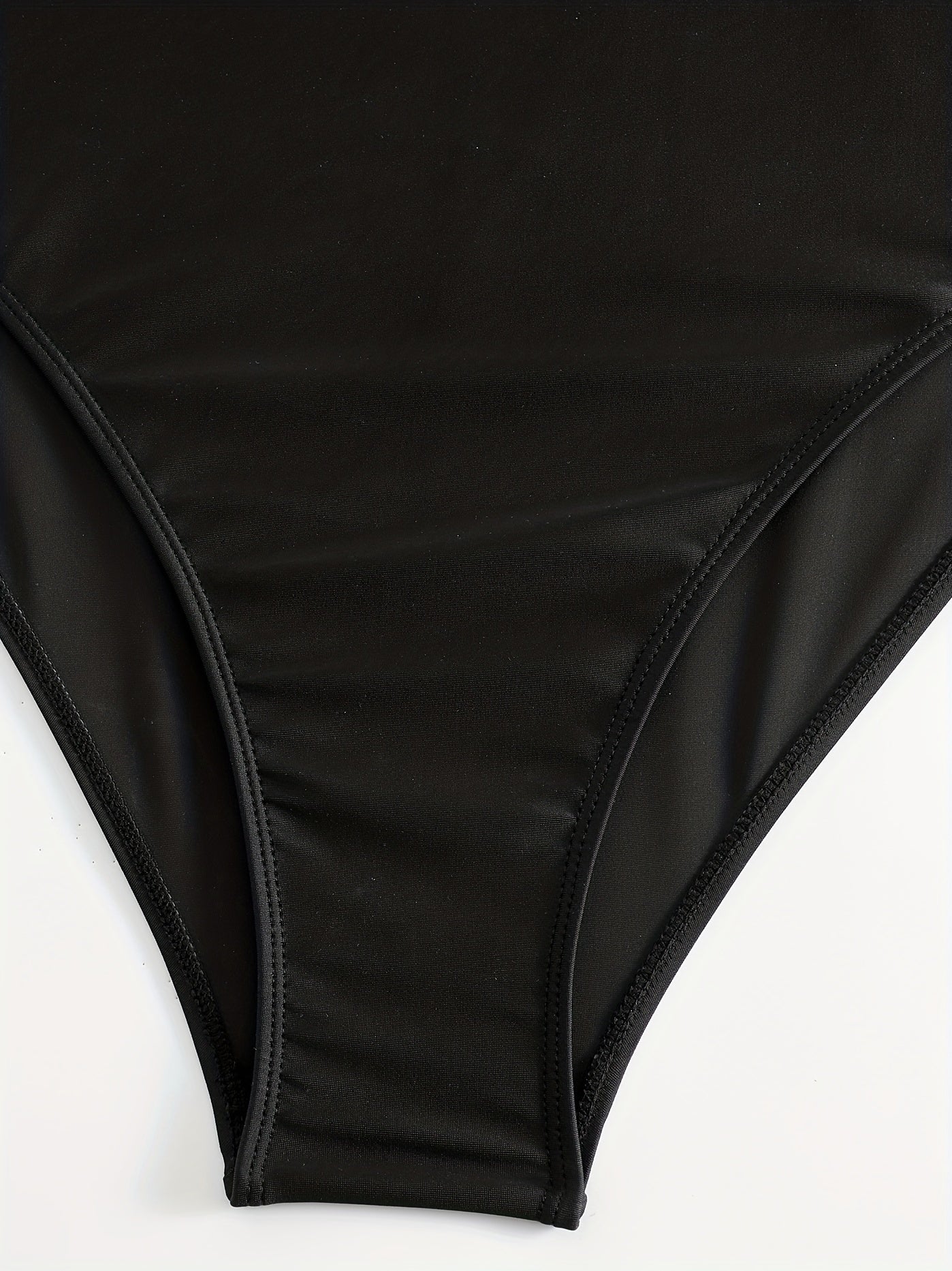  Solid Square Neck One Piece Swimsuit