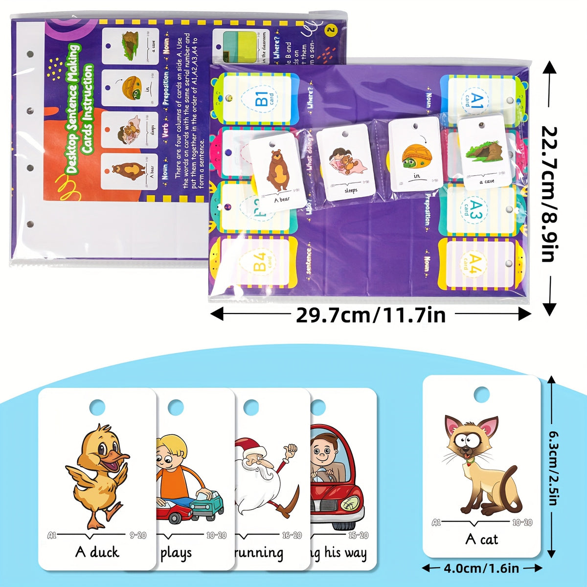 Educational Sentence Flip Chart Toy 80 Cards Double Sided Standing Flip Charts