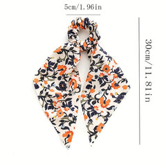 Floral Bowknot Hair Scarf Scrunchies Elastic Hair Tie