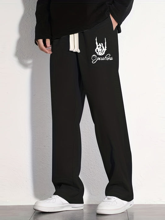 Graphic Print Joggers Men's Casual Loose Fit Drawstring Pants