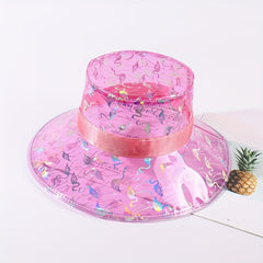 Transparent PVC Bucket Hat Wide Brim Waterproof Rain Sun Hat