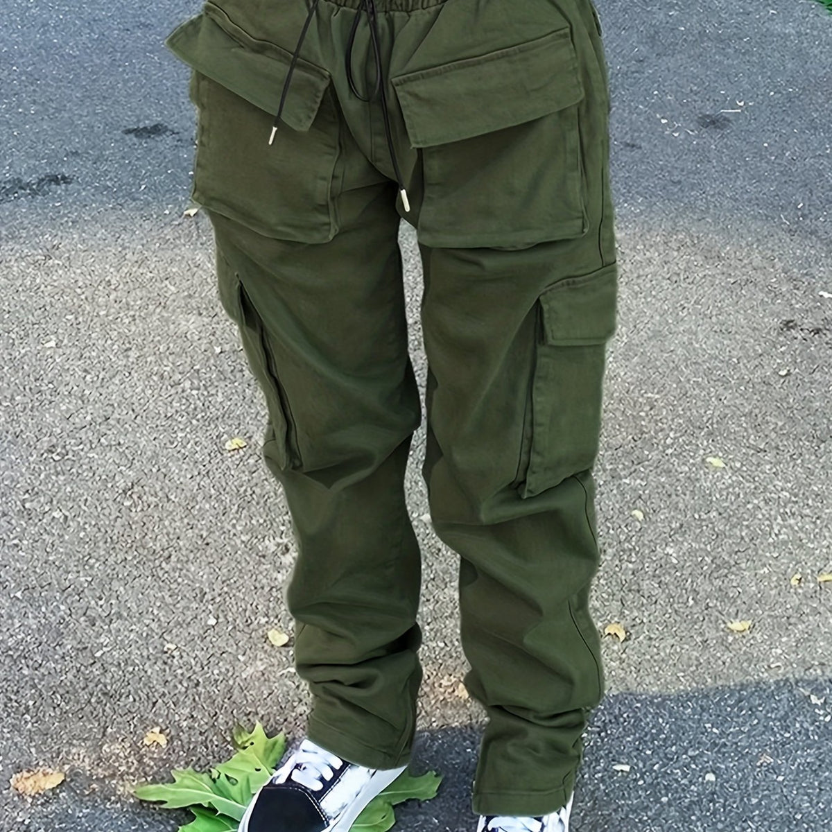 Cargo Pants Loose Fit Drawstring Elastic Waist Casual Sports Trousers