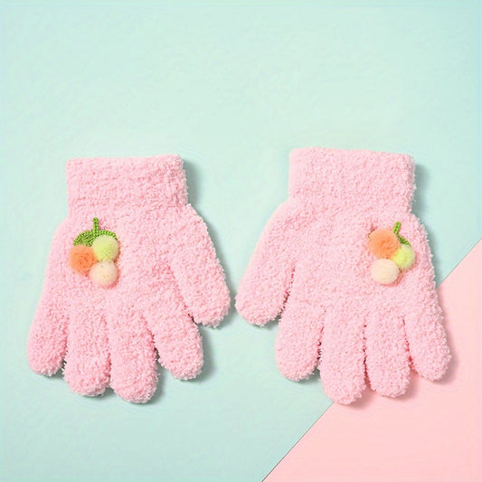 Children's Winter Knitted Gloves Cartoon Full Finger Gloves