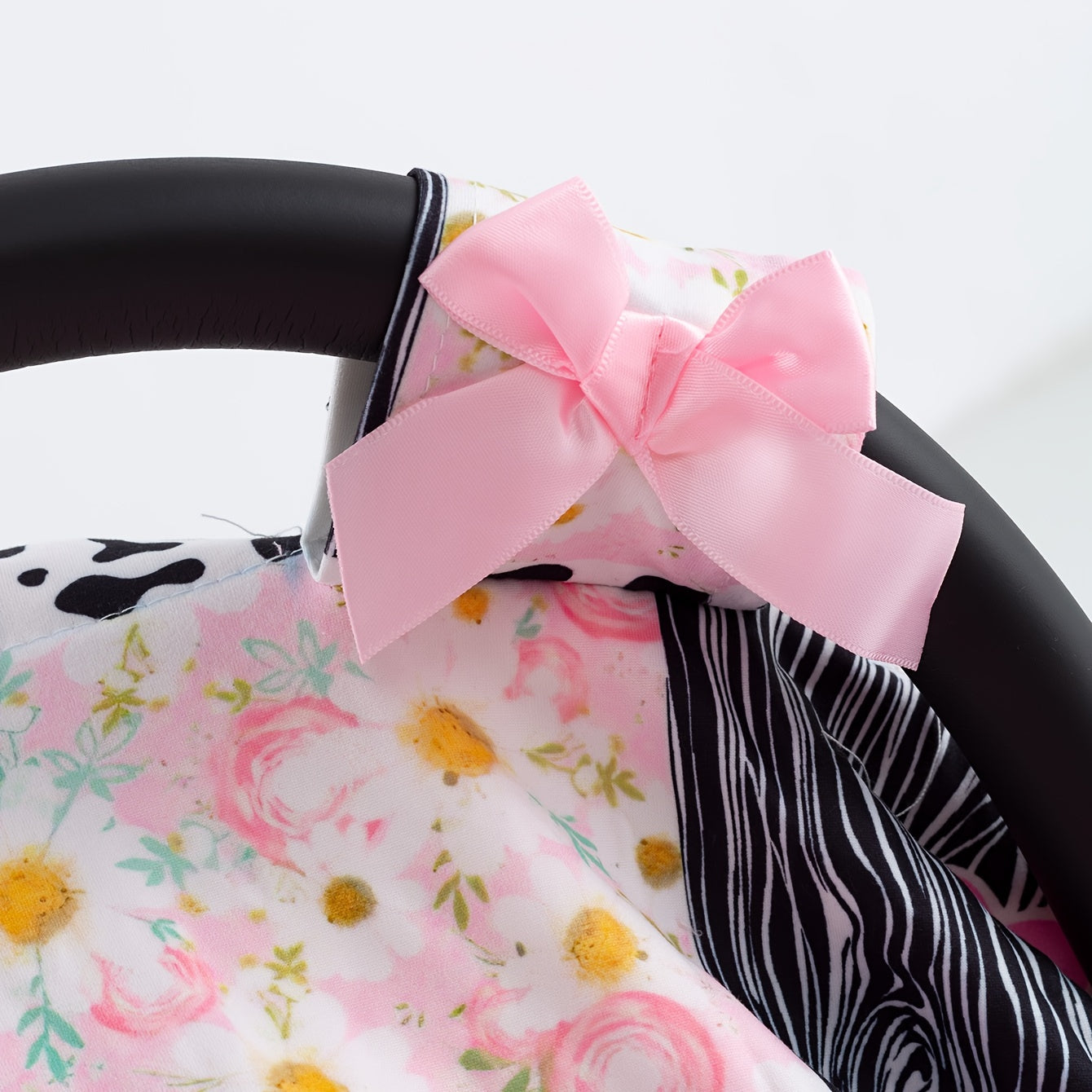 Floral Cartoon Cow Print Girls Car Seat Sunshade Cover Canopy