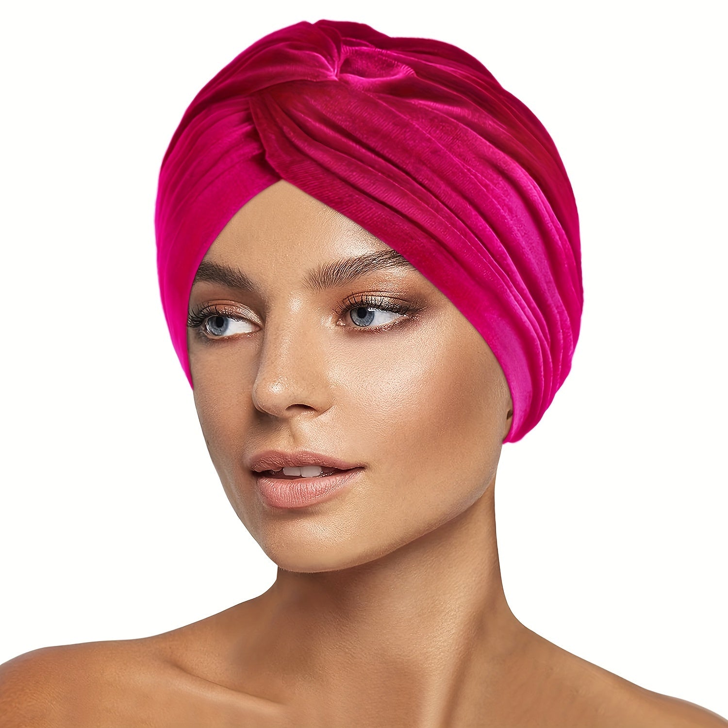 Velvet Turban Hat Wrap Cover Pre Tied Knot Bonnet Head Wraps For Women