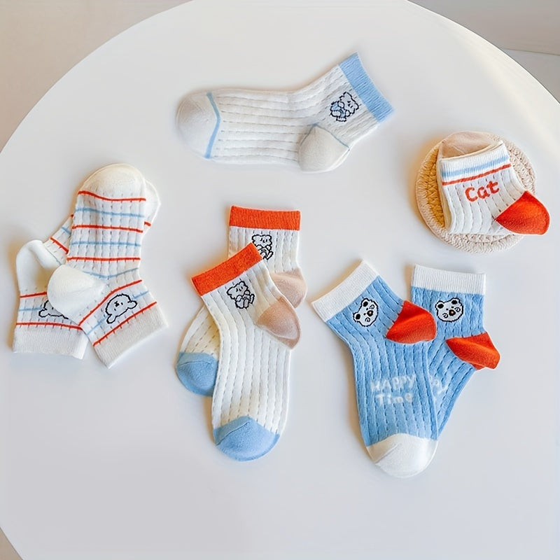 5 Pairs Boys Cartoon Socks for Spring Summer