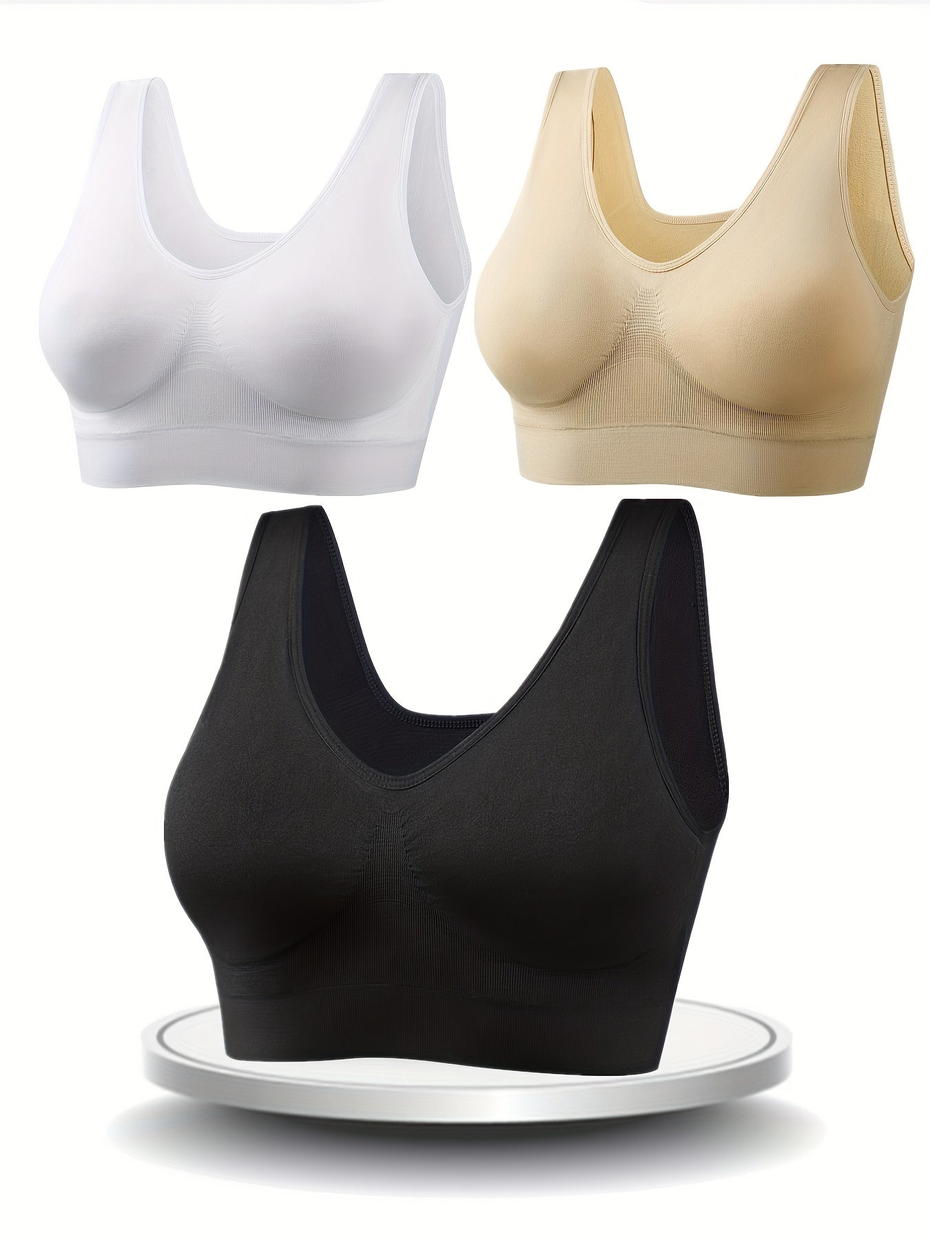 3pcs Comfy Sports Tank Bras No Padding Wireless Intimates Bras