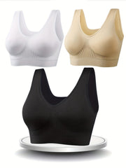3pcs Comfy Sports Tank Bras No Padding Wireless Intimates Bras