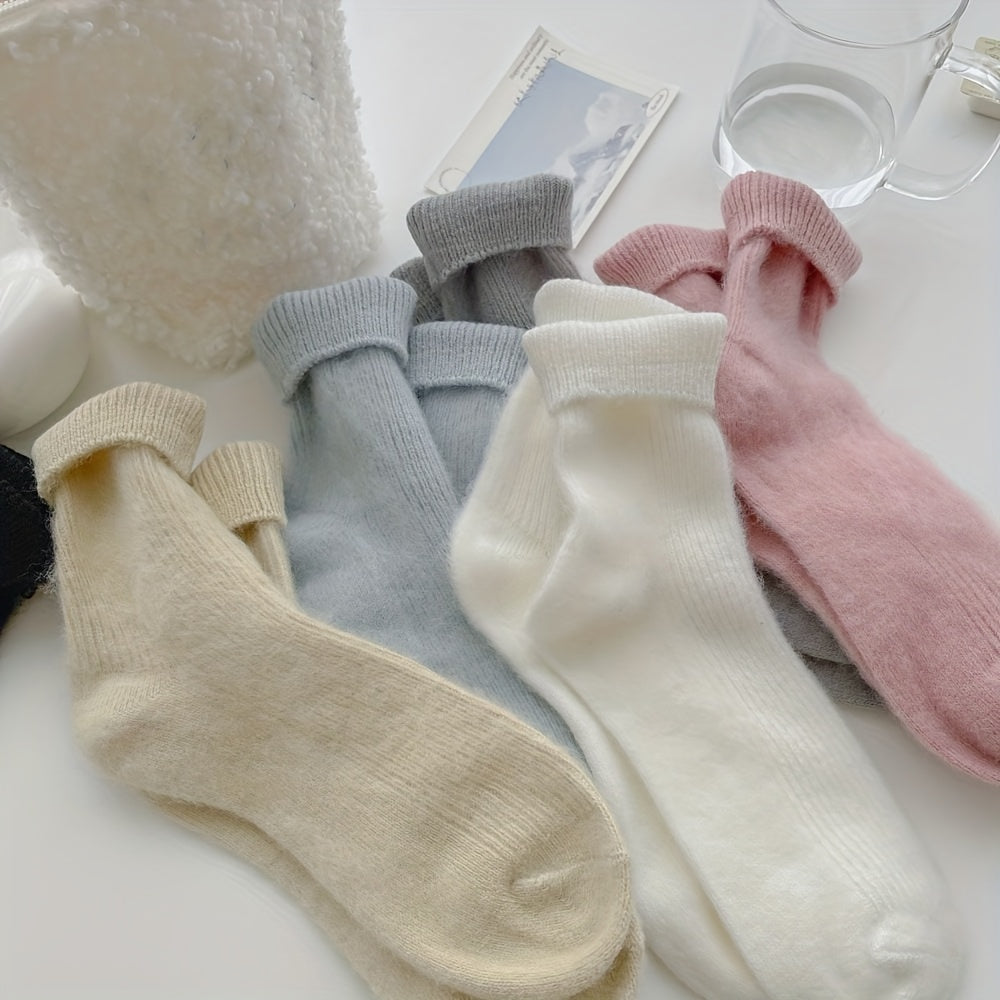 6 Pairs Cozy Mid Tube Women's Socks Solid Colors