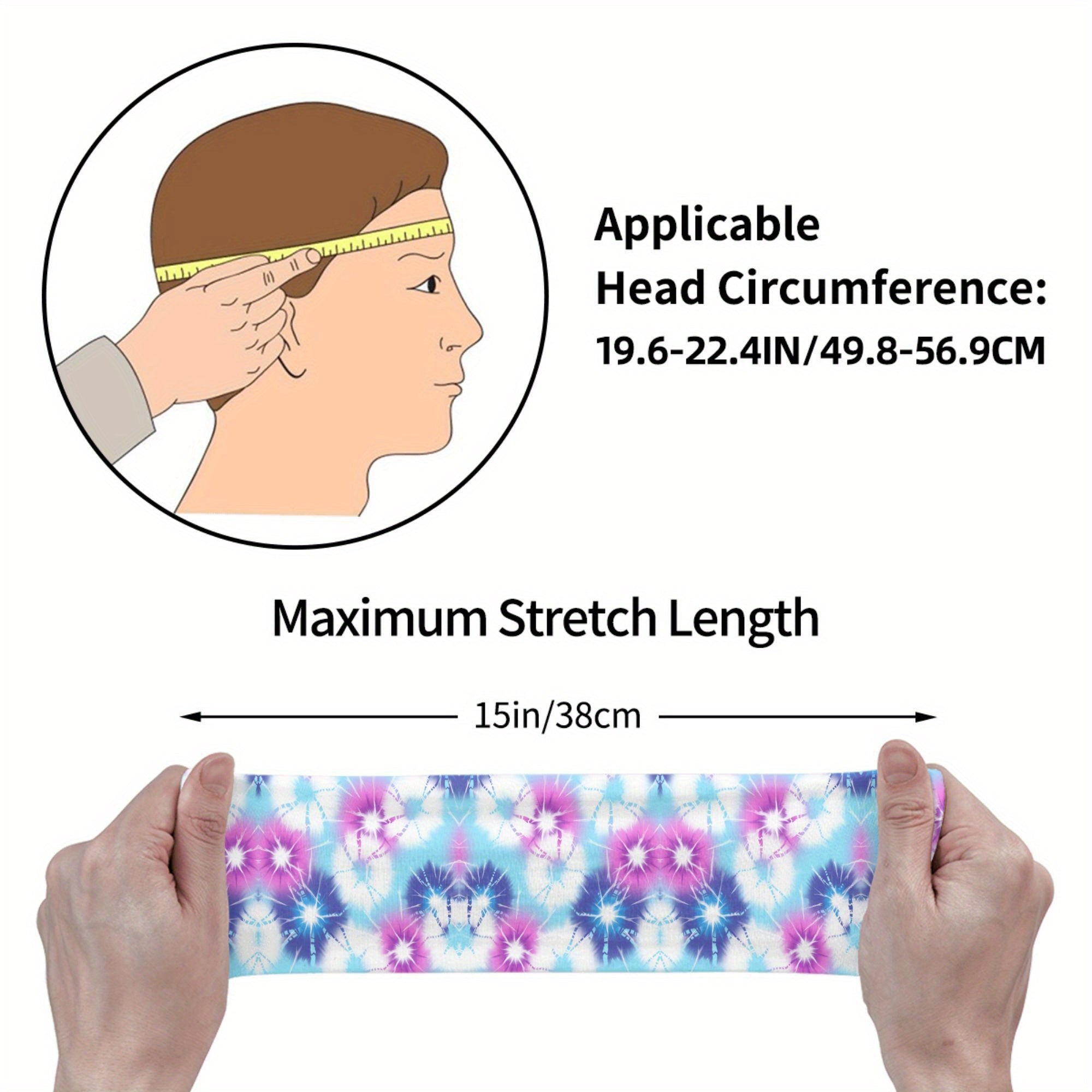 Tie Dye Headband Pink Sparkling Patterns Sports Casual Wear