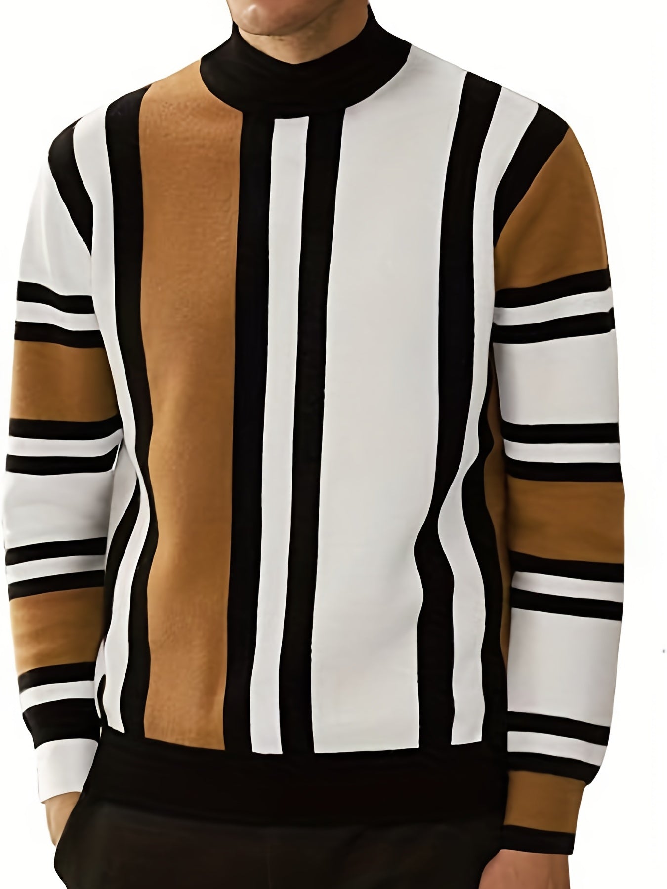 Men's High Stretch Crew Neck Pullover Sweater for Fall Winter