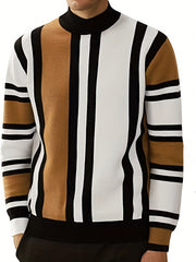 Men's High Stretch Crew Neck Pullover Sweater for Fall Winter