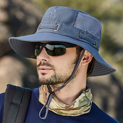 Breathable Mesh Fisherman Hat Sun Protection Drawstring Hat