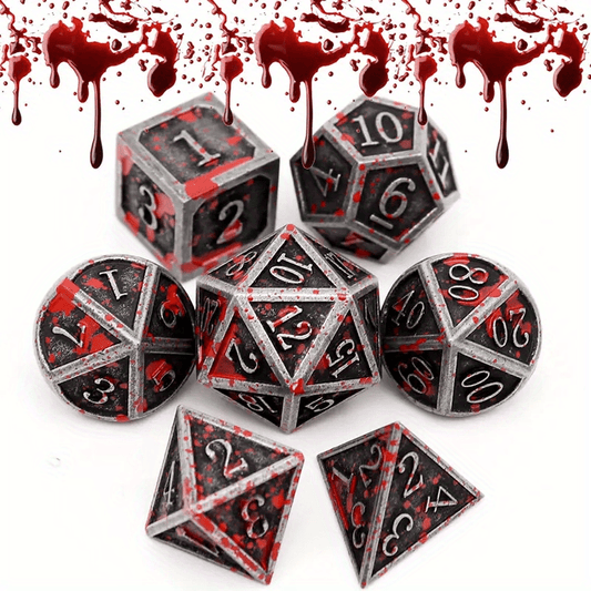 7pcs Metal Dice Set for Boards and Clubs - Retro Design - Christmas Gift