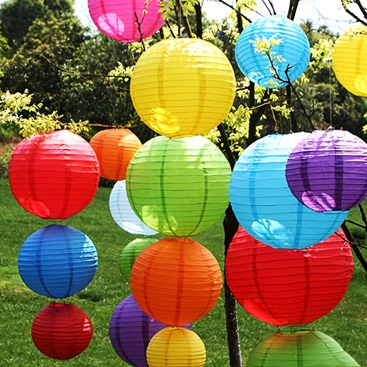 4pcs Colored Paper Lantern DIY Round Lantern Mall Decoration
