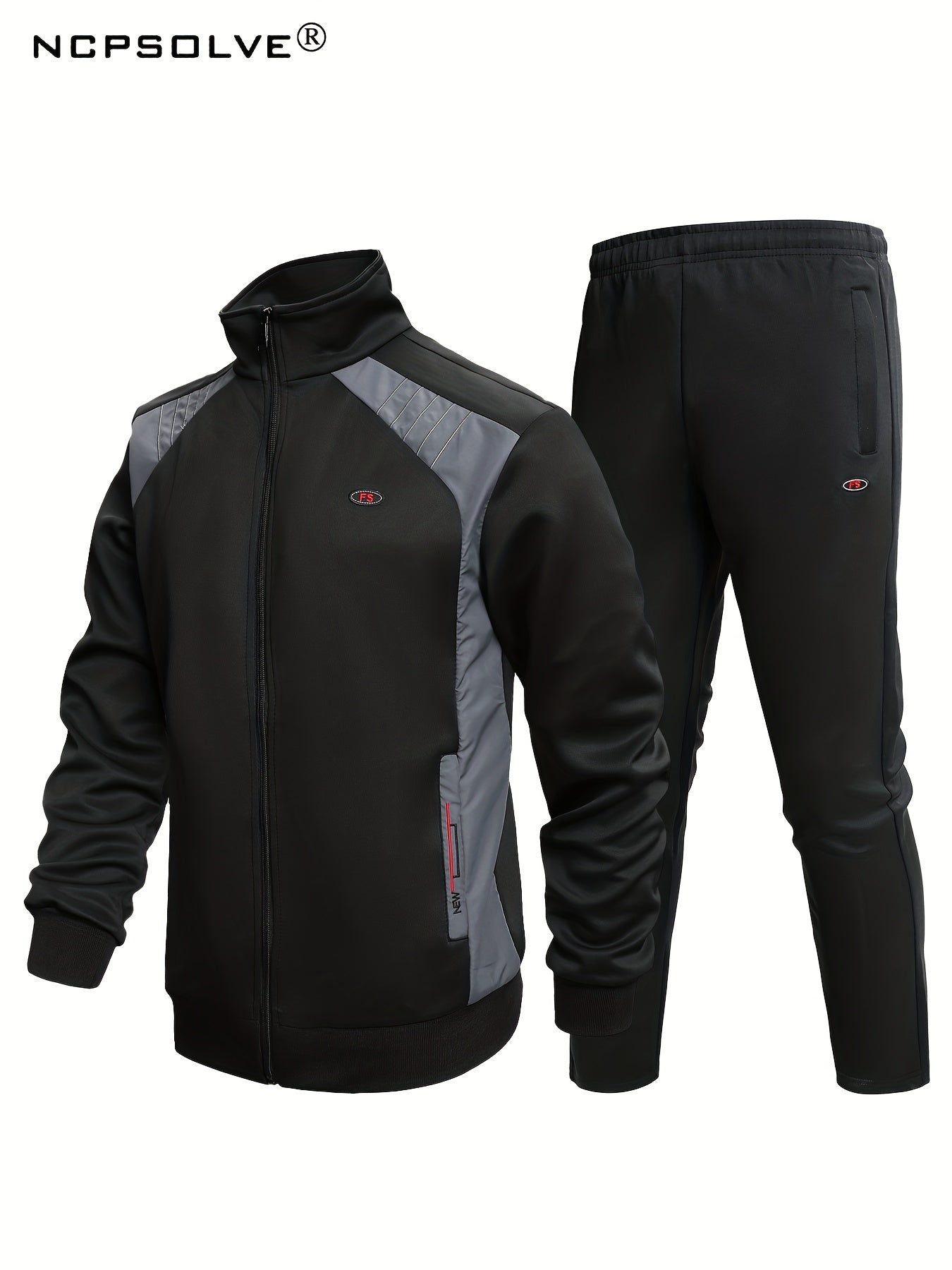 Breathable Men's Sports Suit with Stand Collar and Stretch Pants