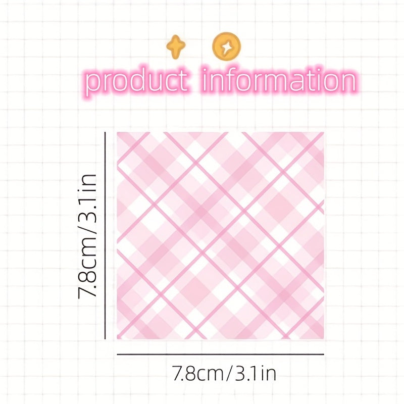 100 Sheets Plaid Element Notepad Student Journal Girl Heart Office School Suppli