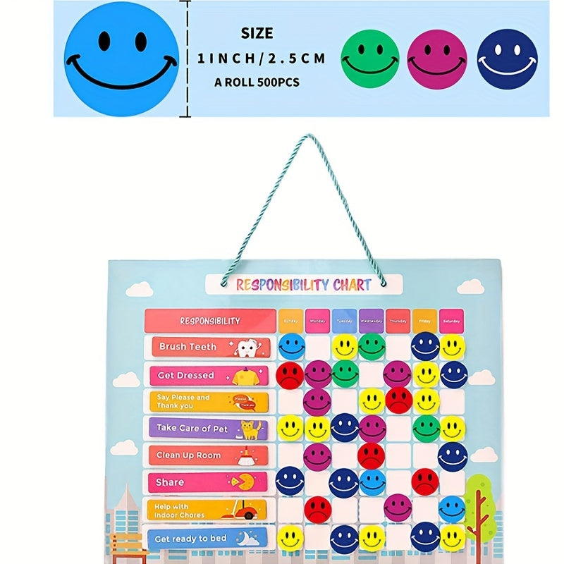 500pcs 1inch Smile Face Sealing Label Sticker in 8 Colors
