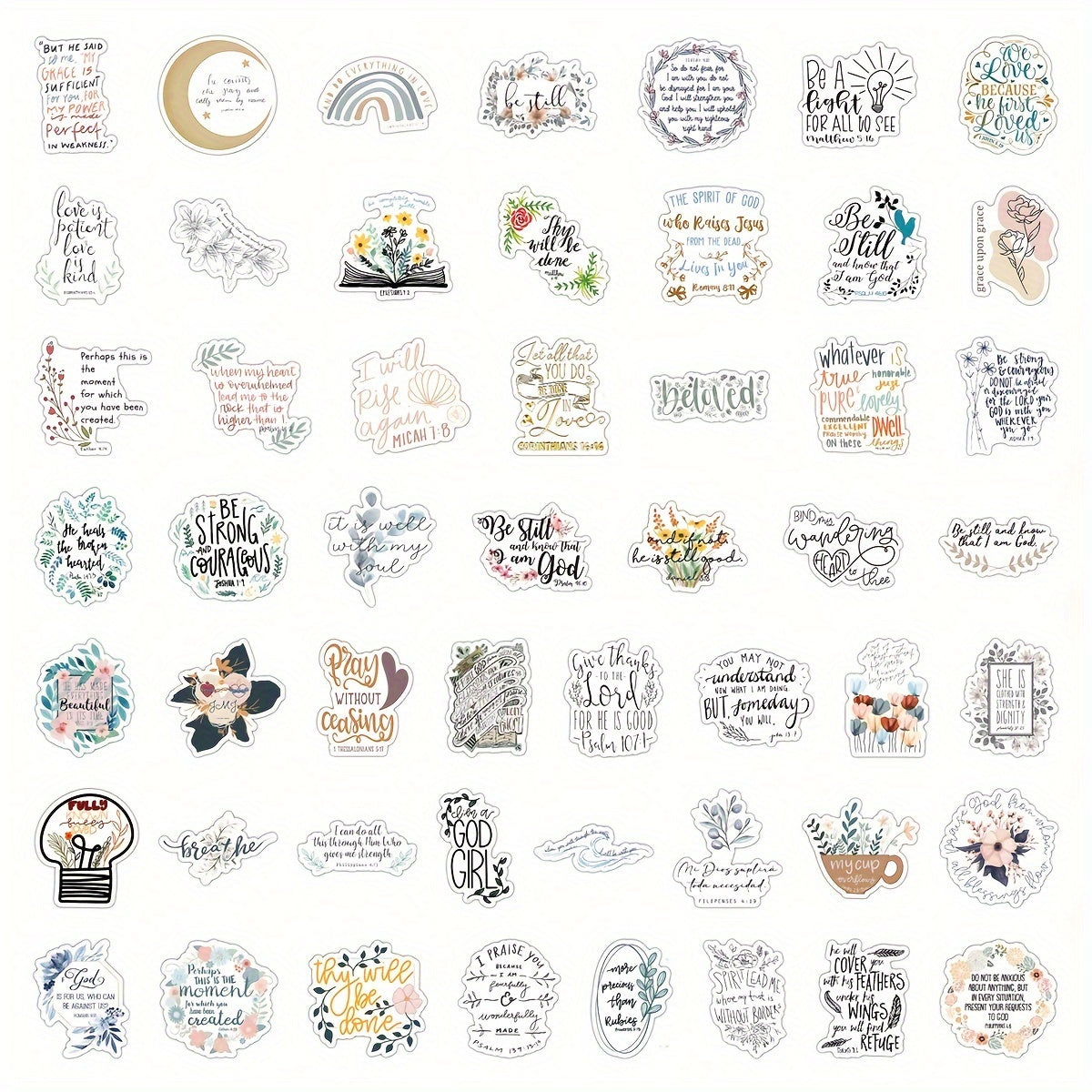 200 Bible Verses Stickers Vinyl Scrapbook Laptop Water Bott