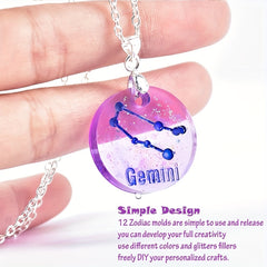 12 Zodiac Constellations Resin Molds Round Zodiac Sign Epoxy Resin Molds