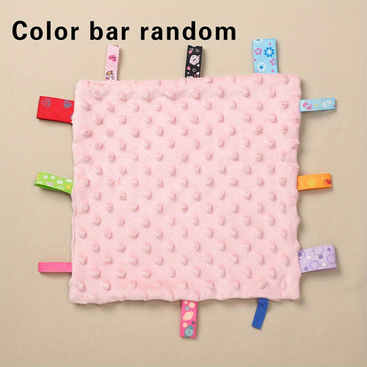 Baby Tag Security Blanket Soothing Plush Blanket with Colorful Tags