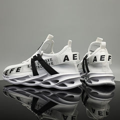 Men's Blade Sneakers Letter Print Lace Up Knitted Shoes