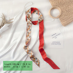 Reversible Skinny Scarf Belt Silk Ribbon Casual Bowknot Sash Belt