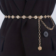 Crystal Flower Waist Chain Silvery Belly Chain