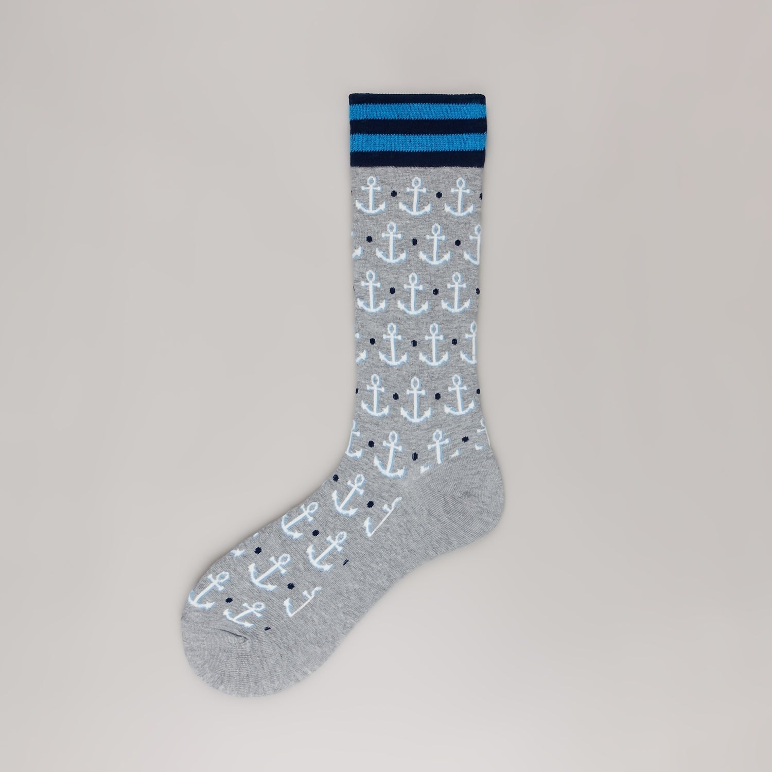 3 Pairs Anchor Pattern Business Long Tube Socks