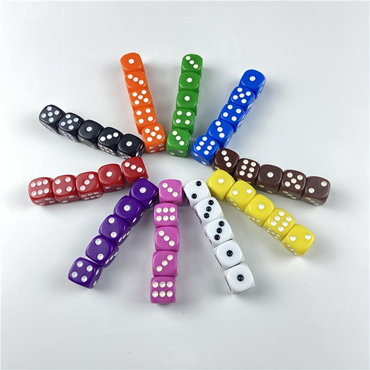 10pcs 16mm Acrylic Round Corner Hexahedron Dice Set, 10 Colors for RPG Game