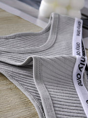 7pcs Letter Tape Thongs Comfy Low Waist Panties Women's Lingerie