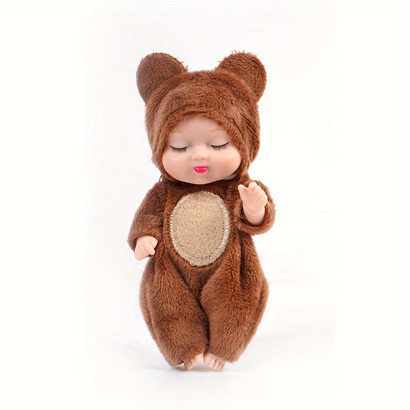 6 Cute Cartoon Stuffed Animal Dolls + Realistic Girl Doll Set