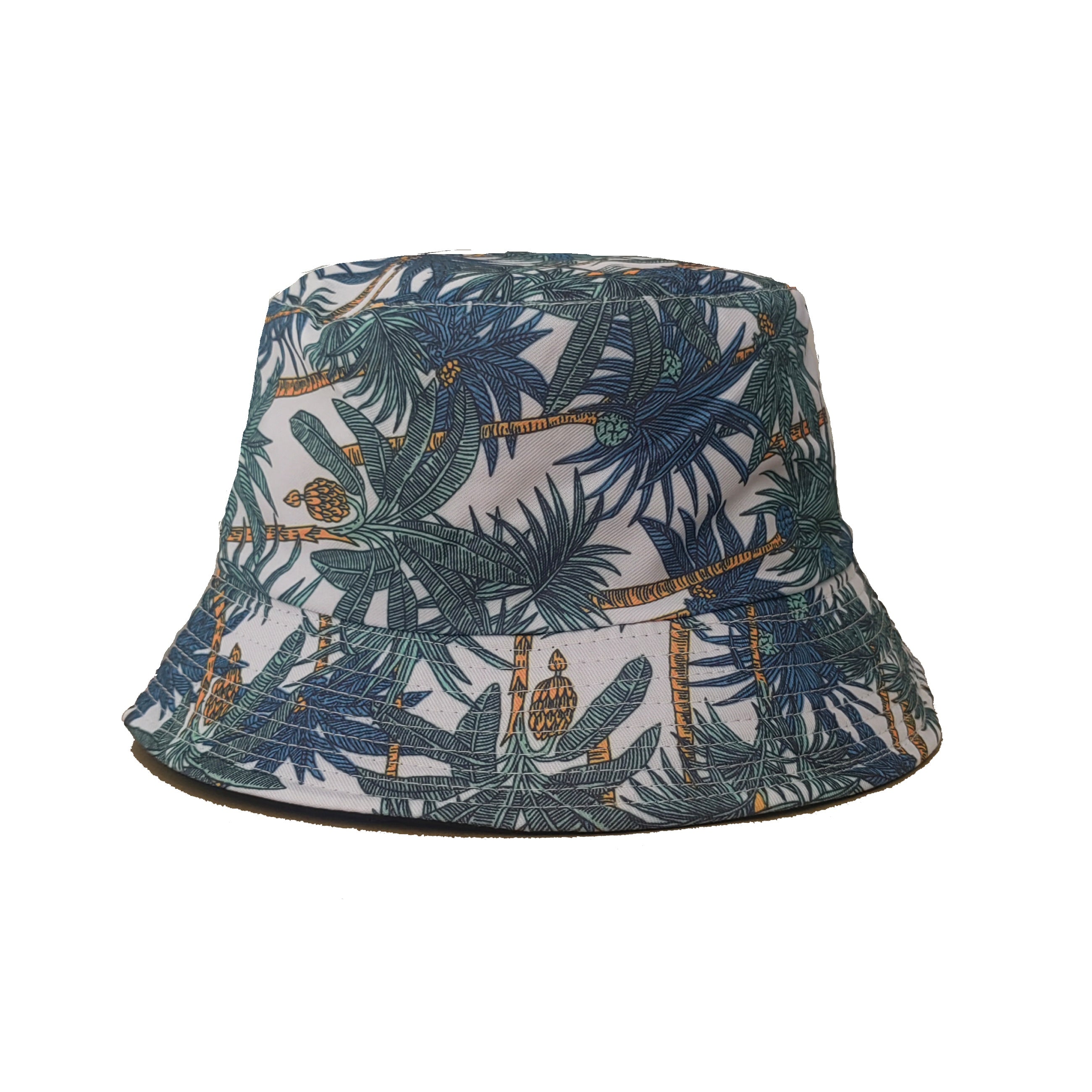 Tropical Basho Print Bucket Hat Reversible Couple Basin Hat