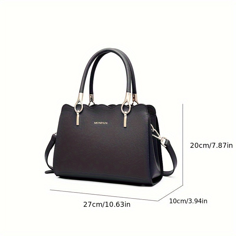 Convertible Shoulder Tote Bag with Detachable Strap & Zipper Closure