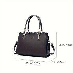 Convertible Shoulder Tote Bag with Detachable Strap & Zipper Closure